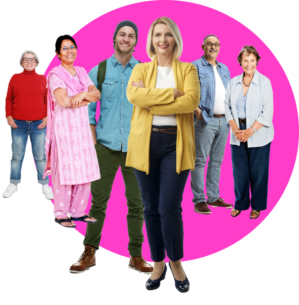 group of people standing together smiling